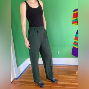 Vintage St John Marie Gray Dark Green forest knit wide Pants